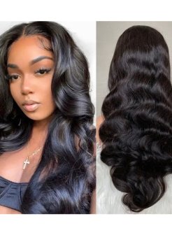4X4 closure body wave transparent lace pre plucked wig