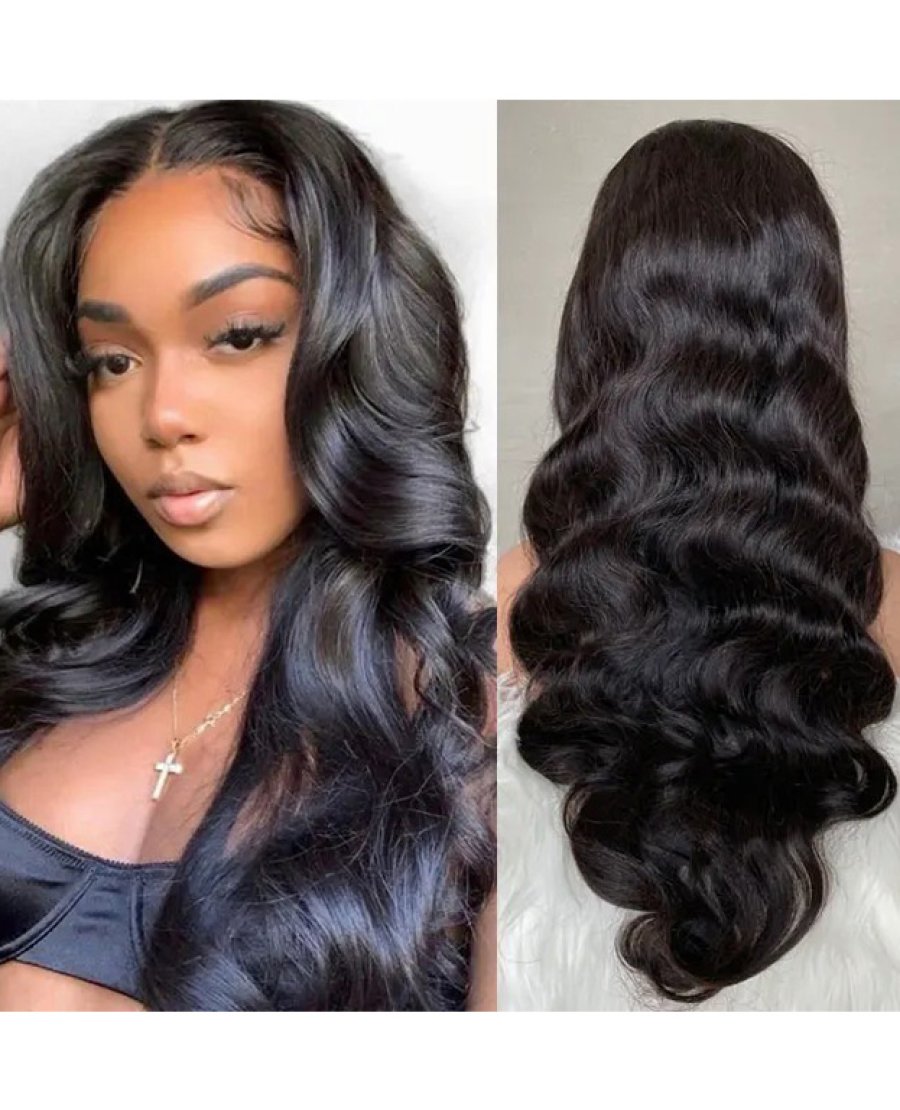 4X4 closure body wave transparent lace pre plucked wig