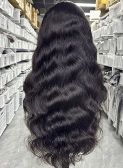 4X4 closure body wave transparent lace pre plucked wig