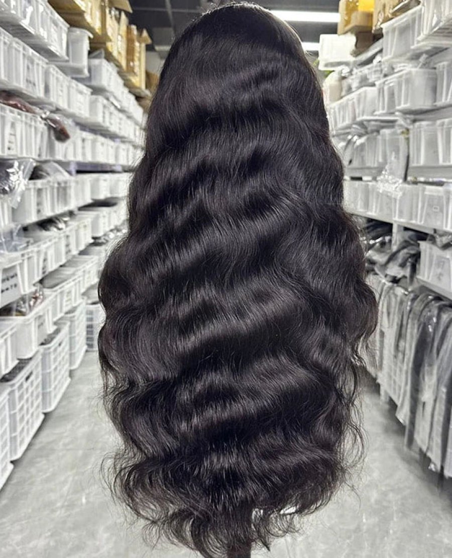 4X4 closure body wave transparent lace pre plucked wig