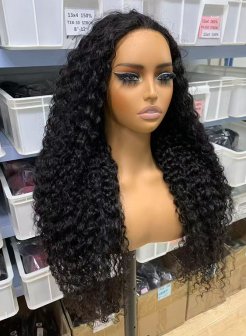 5x5 closure custom curly transparent lace wig