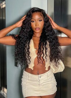 5x5 deep wave HD closure wig for black women virgin hair