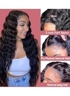 5x5 deep wave HD closure wig for black women virgin hair