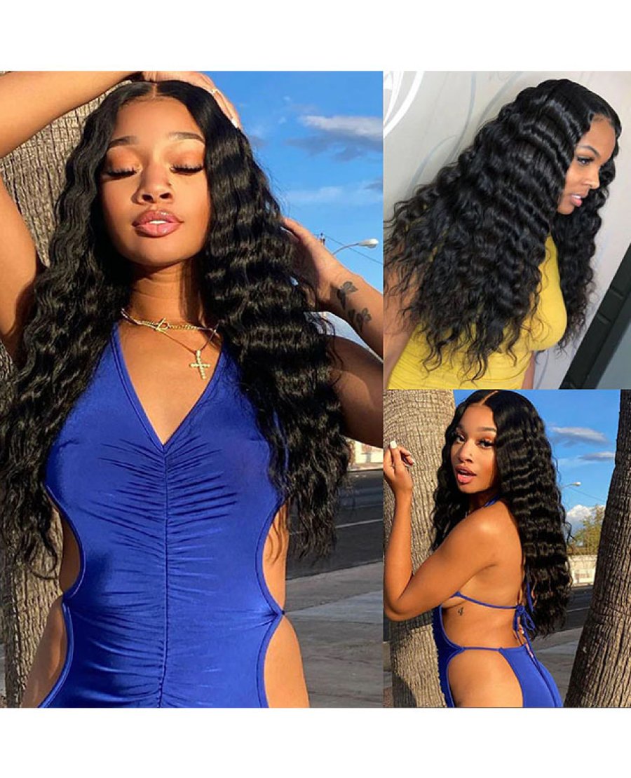 5x5 HD Lace Closure Loose Deep Wave Wig Natural Black Human Hair