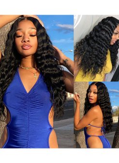 5x5 HD Lace Closure Loose Deep Wave Wig Natural Black Human Hair