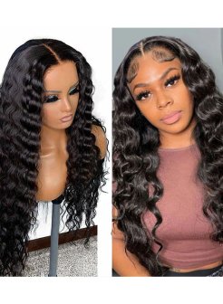 5x5 HD Lace Closure Loose Deep Wave Wig Natural Black Human Hair