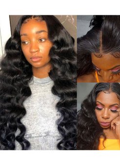 5x5 HD Lace Closure Loose Deep Wave Wig Natural Black Human Hair