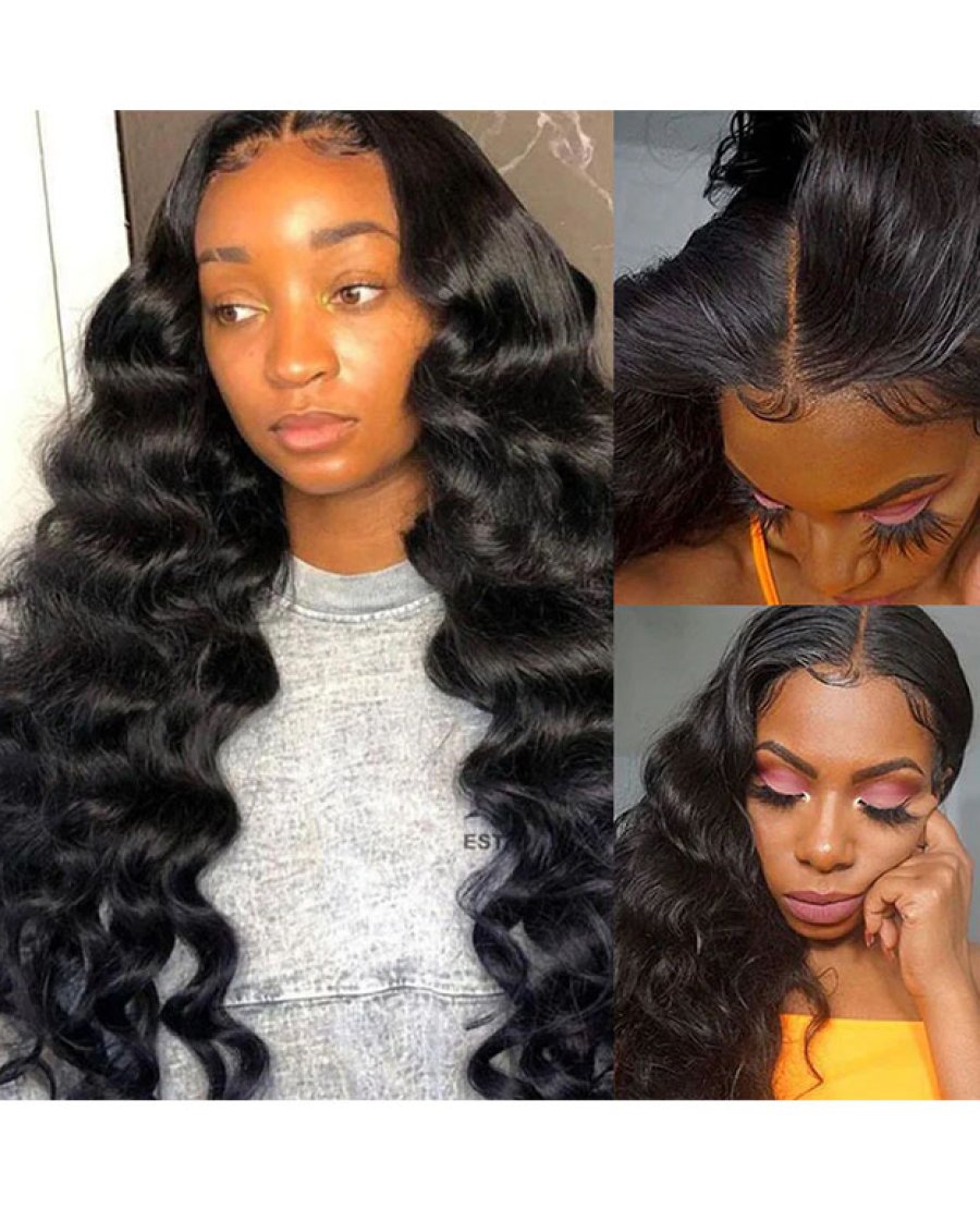 5x5 HD Lace Closure Loose Deep Wave Wig Natural Black Human Hair