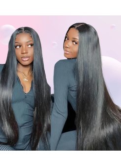 5x5 Straight Transparent lace Pre Plucked Bleached Knots Closure Wig