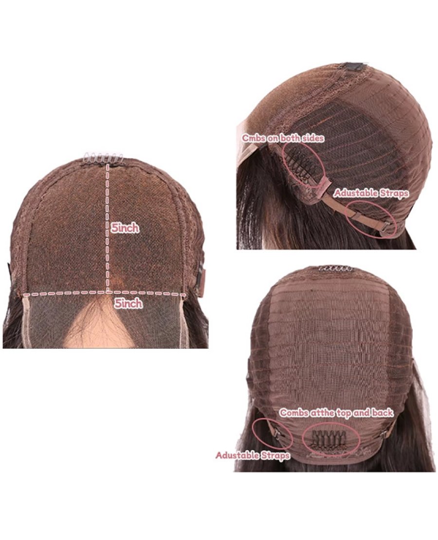 5x5 Straight Transparent lace Pre Plucked Bleached Knots Closure Wig