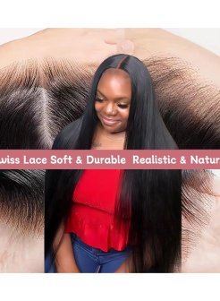 5x5 Straight Transparent lace Pre Plucked Bleached Knots Closure Wig