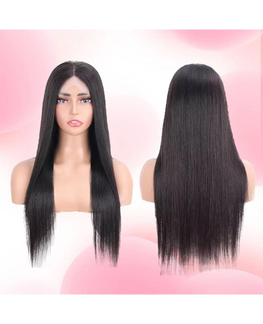 5x5 Straight Transparent lace Pre Plucked Bleached Knots Closure Wig