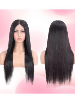 5x5 Straight Transparent lace Pre Plucked Bleached Knots Closure Wig