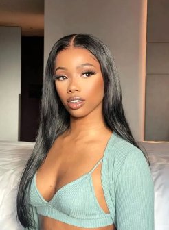 Glueless 5x5 HD Lace Straight With Baby Hair Pre Plucked Natural Black Color Wig