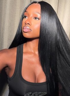 Glueless 5x5 HD Lace Straight With Baby Hair Pre Plucked Natural Black Color Wig