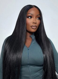 Glueless 5x5 HD Lace Straight With Baby Hair Pre Plucked Natural Black Color Wig