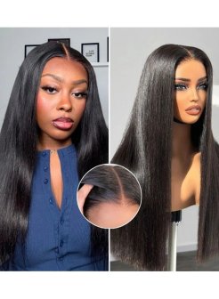 Glueless 5x5 HD Lace Straight With Baby Hair Pre Plucked Natural Black Color Wig