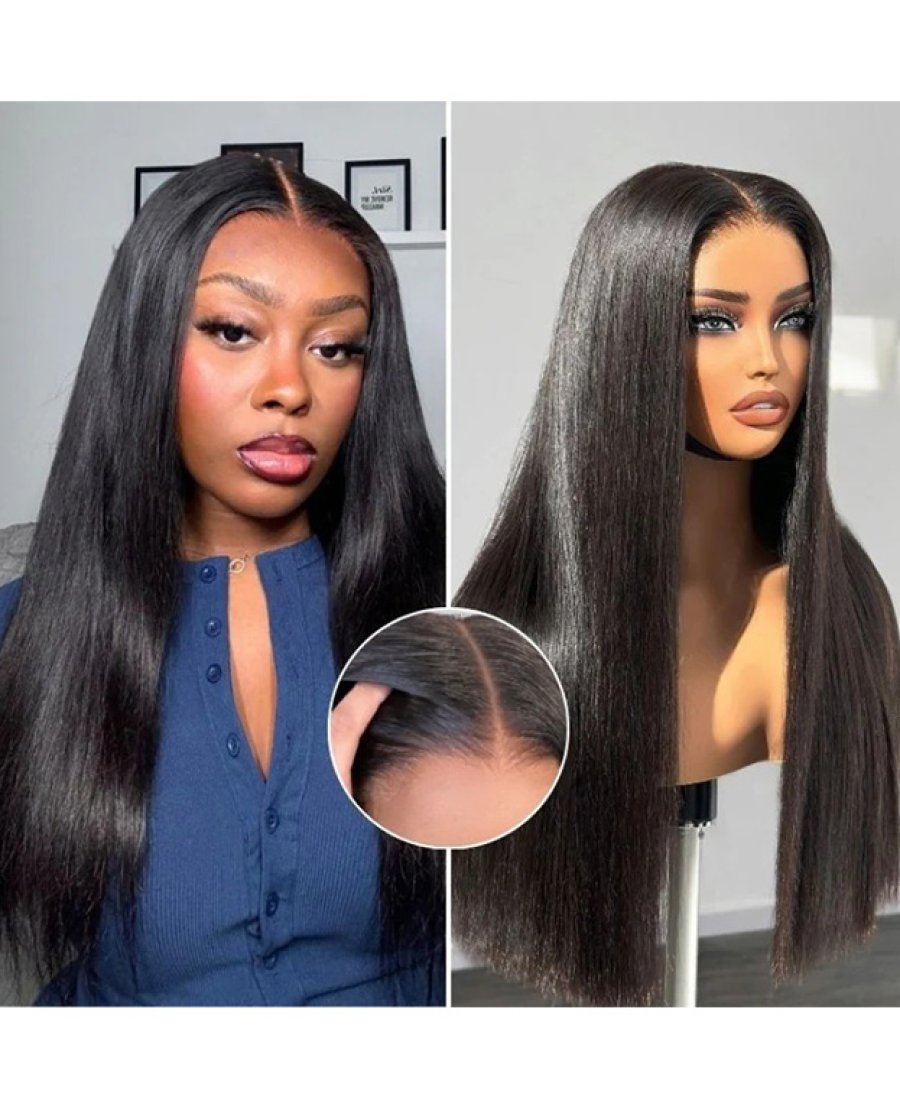 Glueless 5x5 HD Lace Straight With Baby Hair Pre Plucked Natural Black Color Wig