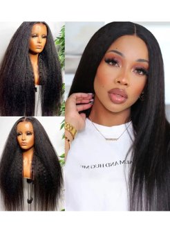 Kinky Straight 5x5 Hd Lace Brazilian Virgin Hair Closure Wig Natural Black Human Hair