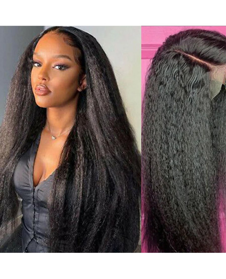 Kinky Straight 5x5 Hd Lace Brazilian Virgin Hair Closure Wig Natural Black Human Hair