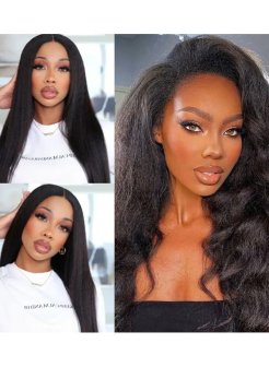 Kinky Straight 5x5 Hd Lace Brazilian Virgin Hair Closure Wig Natural Black Human Hair
