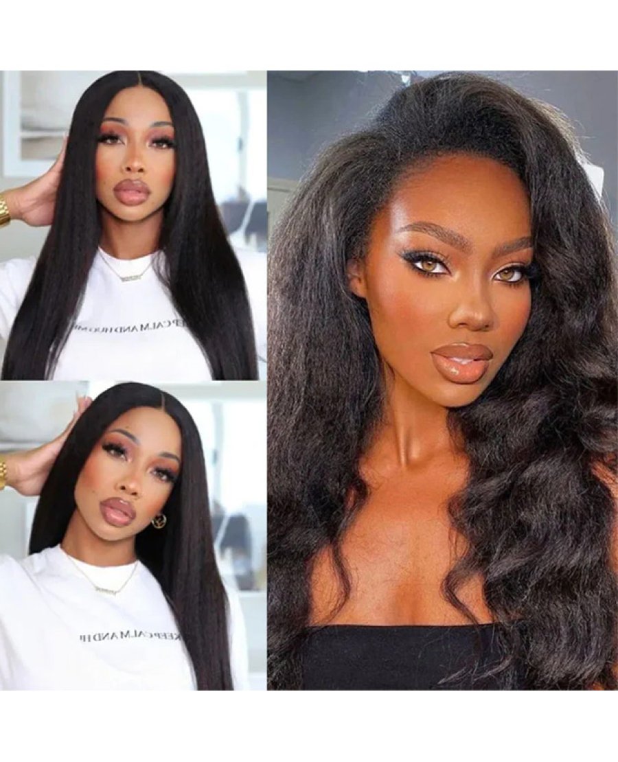 Kinky Straight 5x5 Hd Lace Brazilian Virgin Hair Closure Wig Natural Black Human Hair