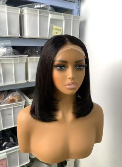 4x4 closure natural black color double drawn bob wig