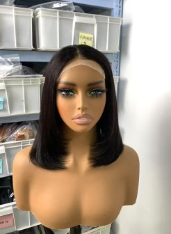 4x4 closure natural black color double drawn bob wig