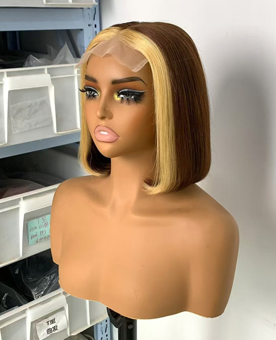 5x5 custom color double drawn bob wig