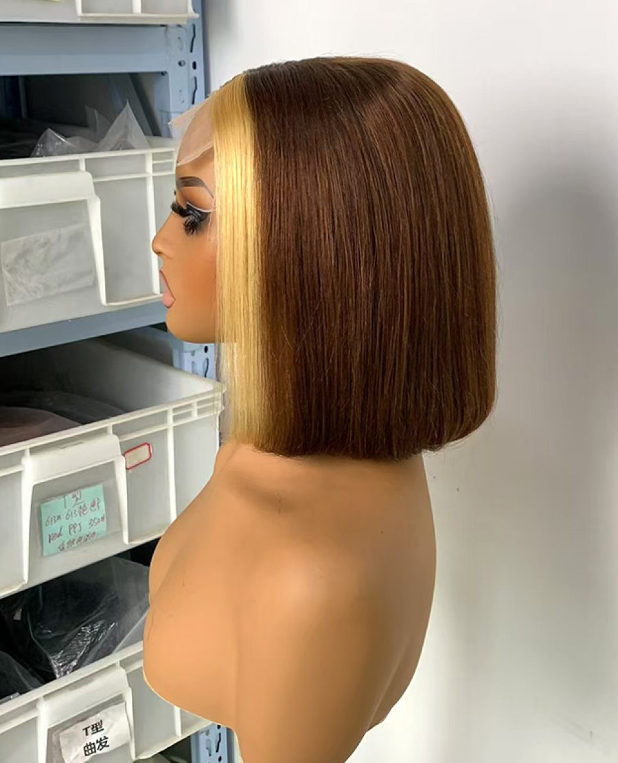 5x5 custom color double drawn bob wig