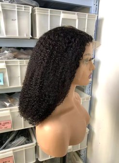 13x6 curly natural black color straight bob wig