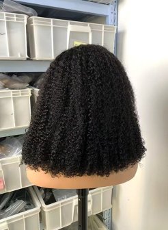 13x6 curly natural black color straight bob wig