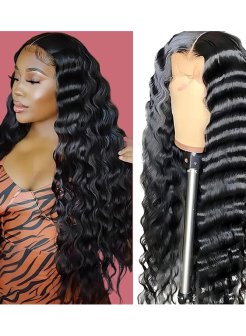 5x5 deep wave HD closure wig for black women virgin hair