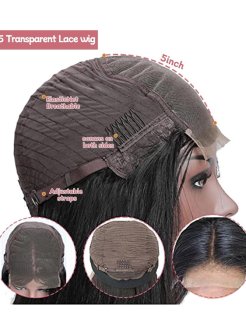 5x5 body wave bleached knots transparent lace closure wig