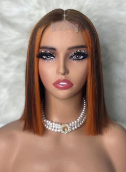 2x6 closure colored double drawn full density bob wig