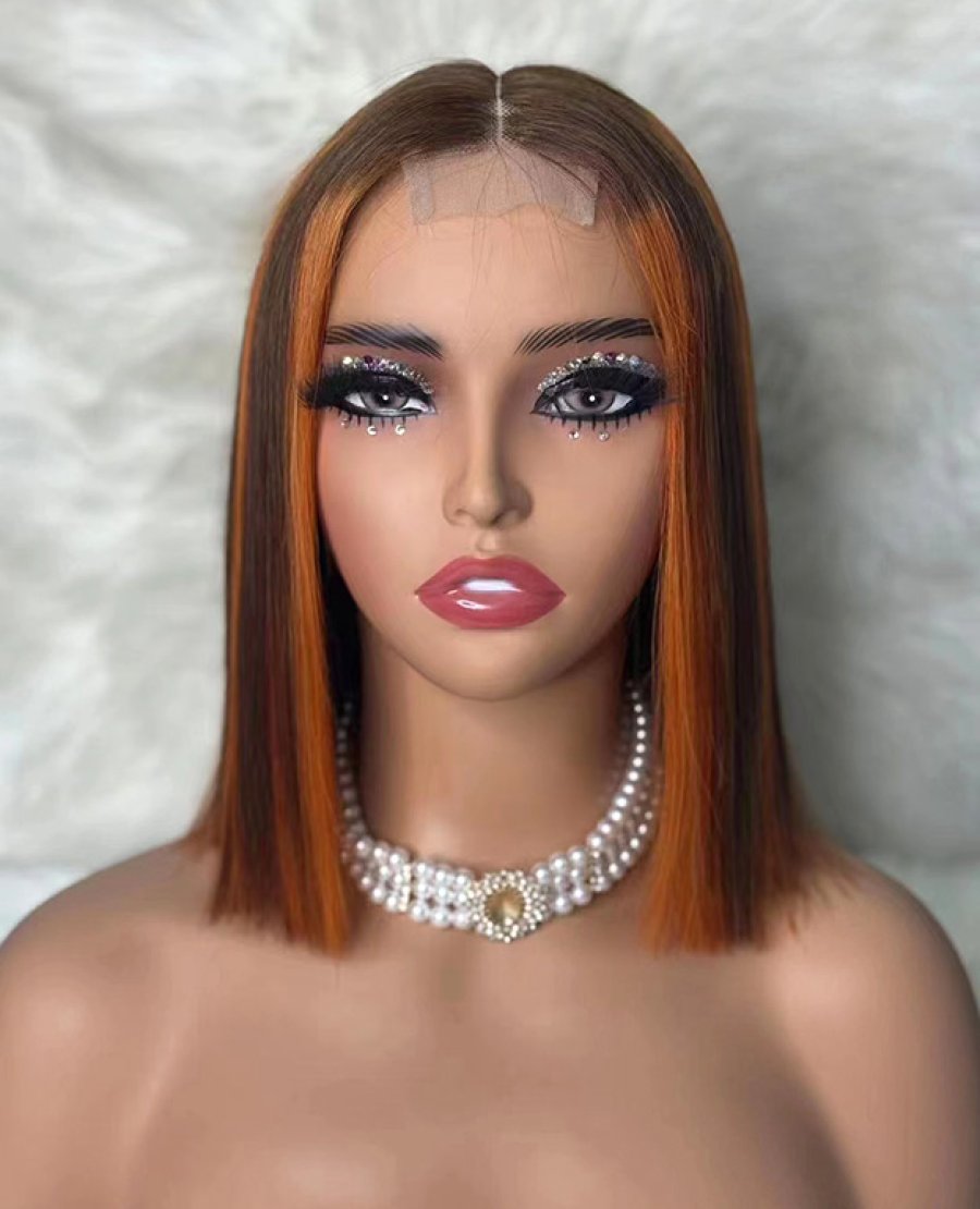 2x6 closure colored double drawn full density bob wig