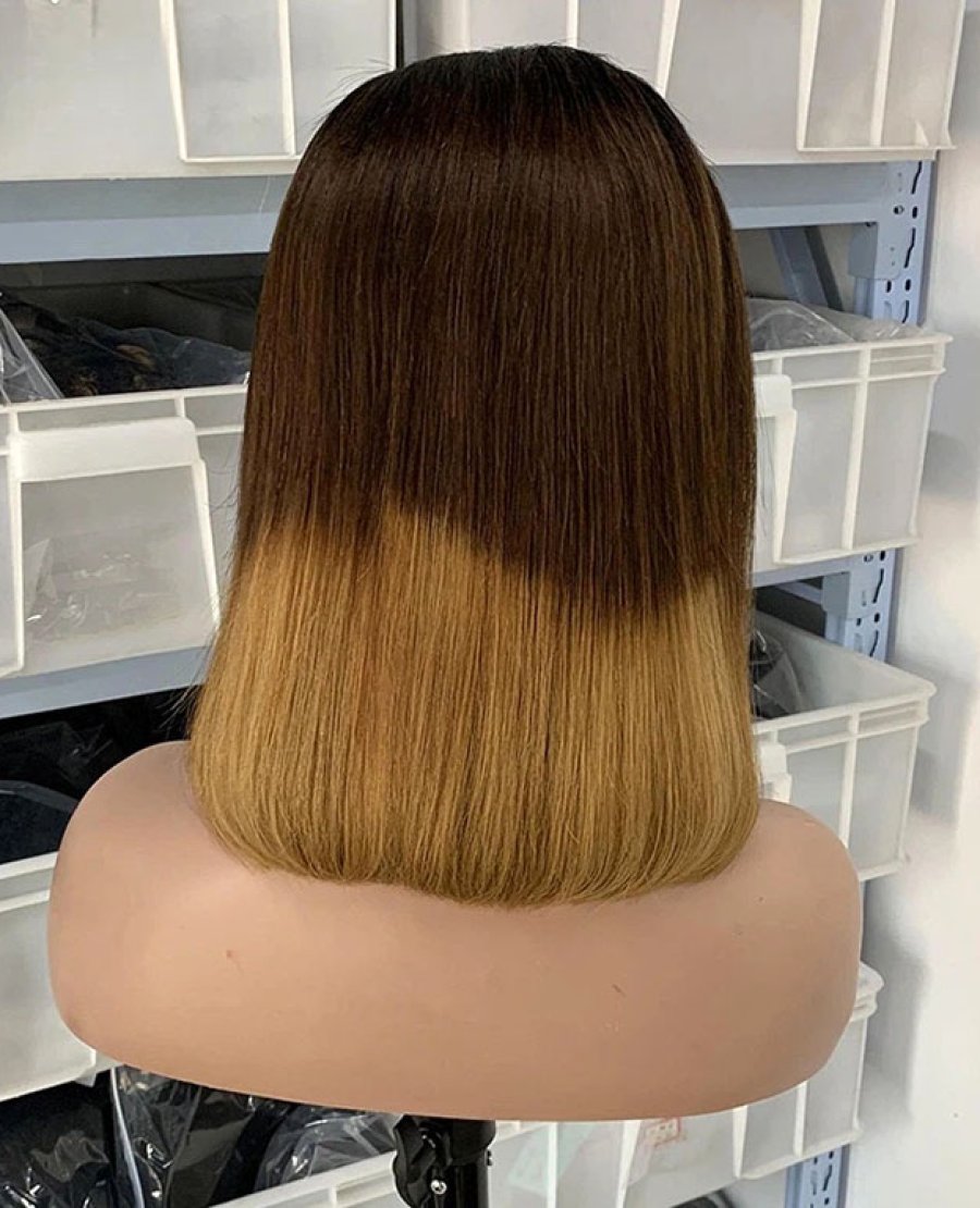 13x4 colored straight fulll density double drawn bob wig