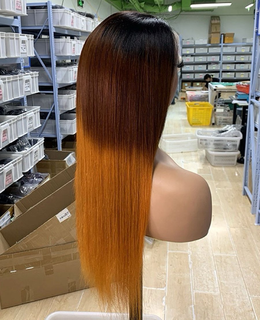 13x4 lace front human hair wig glueless bleached knots T1b 4 350