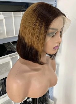 13x4 colored straight fulll density double drawn bob wig