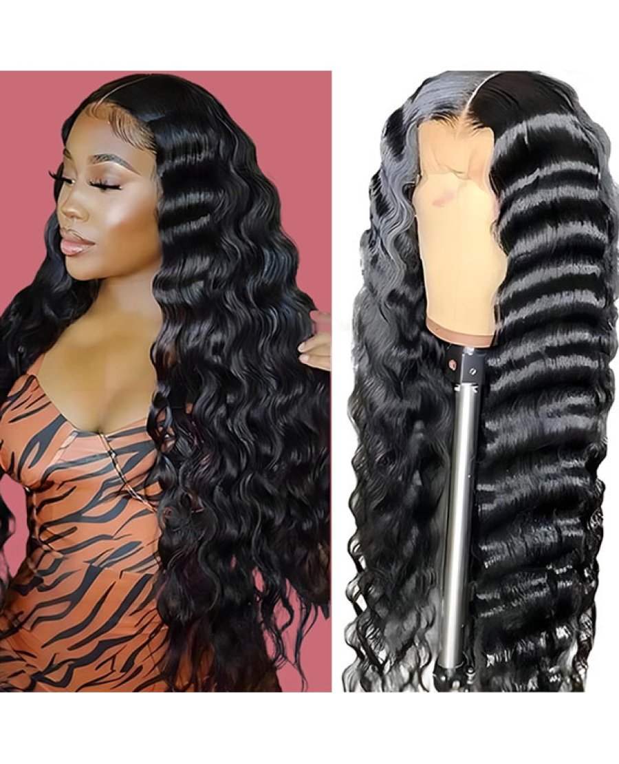 5x5 deep wave HD closure wig for black women virgin hair