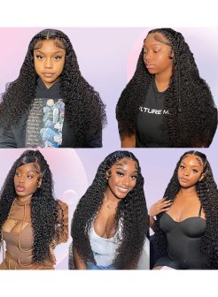 5x5 brazilian water wave transparent human hair closure wig
