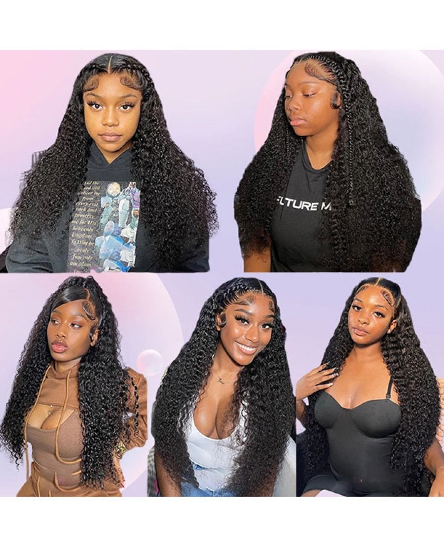 5x5 brazilian water wave transparent human hair closure wig