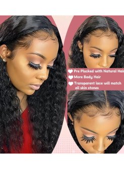 5x5 brazilian water wave transparent human hair closure wig