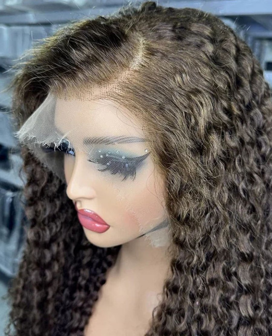 13x4  full frontal HD lace highlight piano color custom curly virgin human hair wig