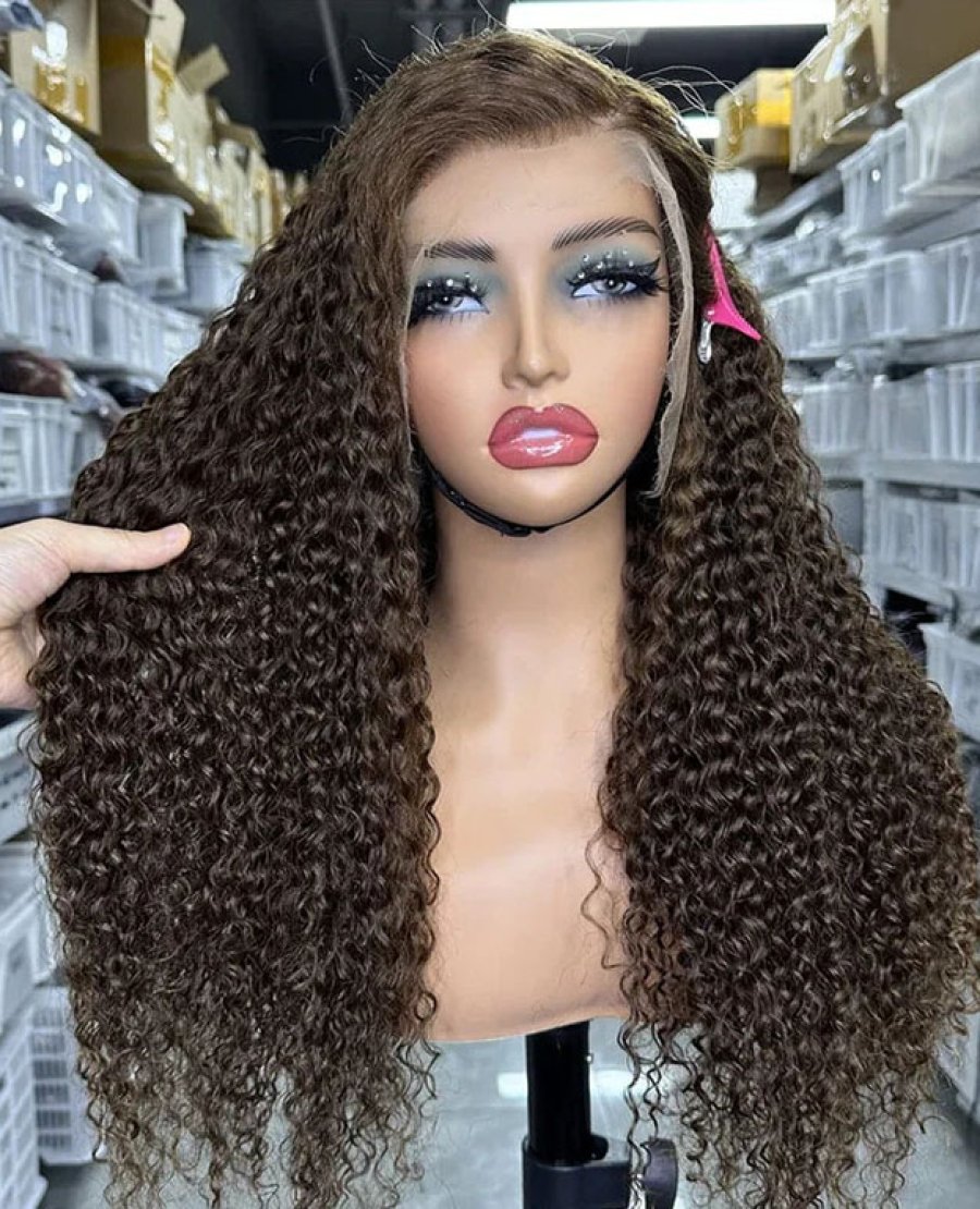 13x4  full frontal HD lace highlight piano color custom curly virgin human hair wig