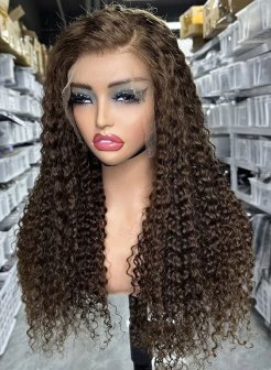 13x4  full frontal HD lace highlight piano color custom curly virgin human hair wig