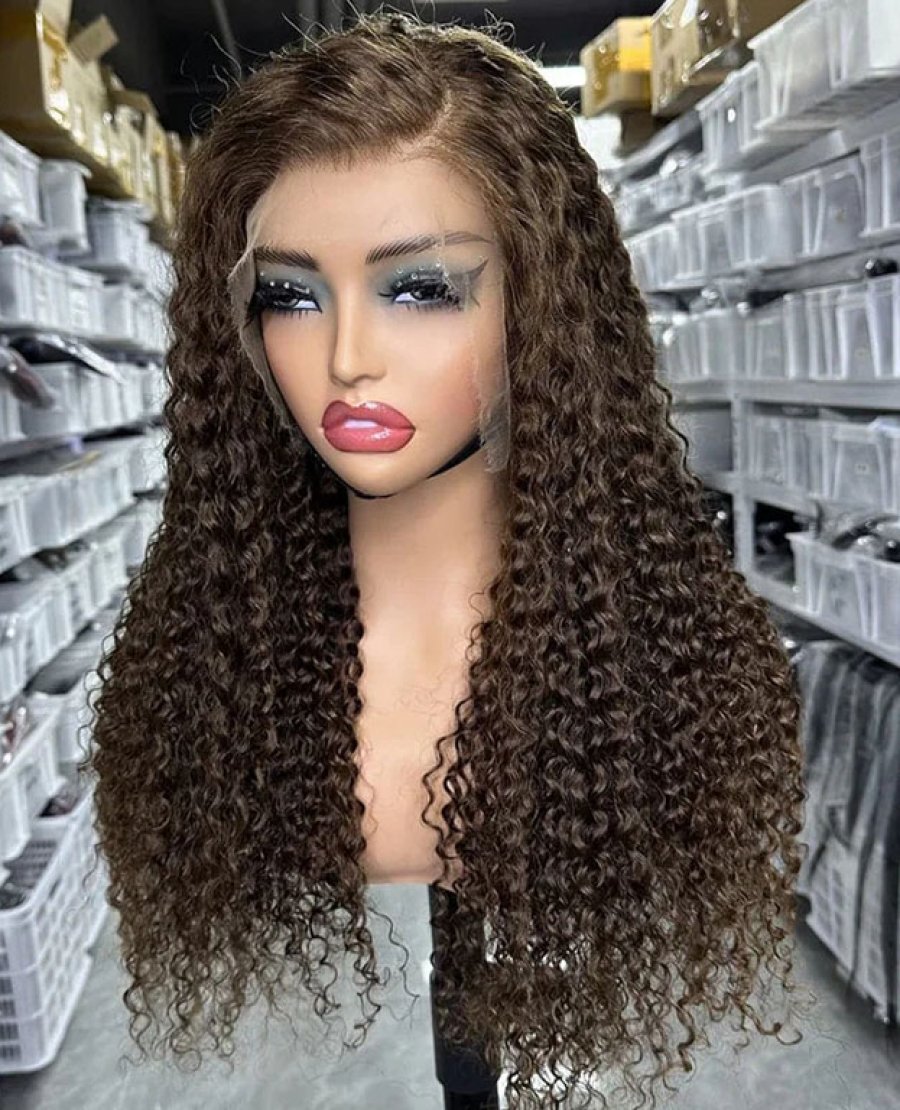 13x4  full frontal HD lace highlight piano color custom curly virgin human hair wig
