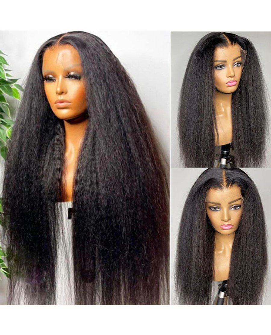 13x4 full frontal kinky straight HD lace 180density 210density virgin human hair wig