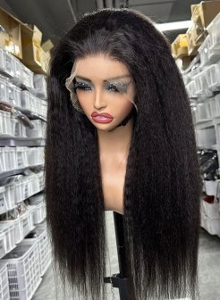 13x4 full frontal kinky straight HD lace 180density 210density virgin human hair wig
