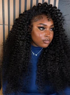 13x4 HD Lace Frontal Spiral Deep Wave Natural Black Human Hair Wig